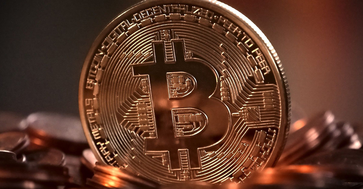 Close up of a Bitcoin coin